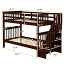 Stairway Bunk Bed With Storage And Guard Rail For Bedroom