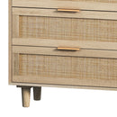 Rattan Storage Cabinet With 6 Drawers For Bedroom And Living Room - Natural