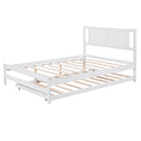Full Size Platform Bed with Adjustable Trundle,White(Old SKU:SM000248AAK)