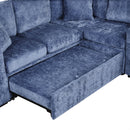 Contemporary L Shaped Convertible Sofa Bed With Pull Out Bed, Cup Holders, And Storage