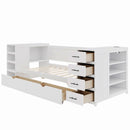 Daybed With Side Shelves, Multi Functional Desk & Charging Station