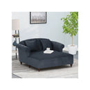Upholstered Chaise Lounge With Scroll Arms, Turned Legs And 2 Pillows - Charcoal