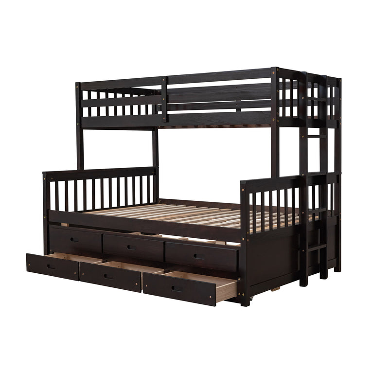 Twin Over Full Bunk Bed With Twin Size Trundle, Separable Bunk Bed With Drawers For Bedroom