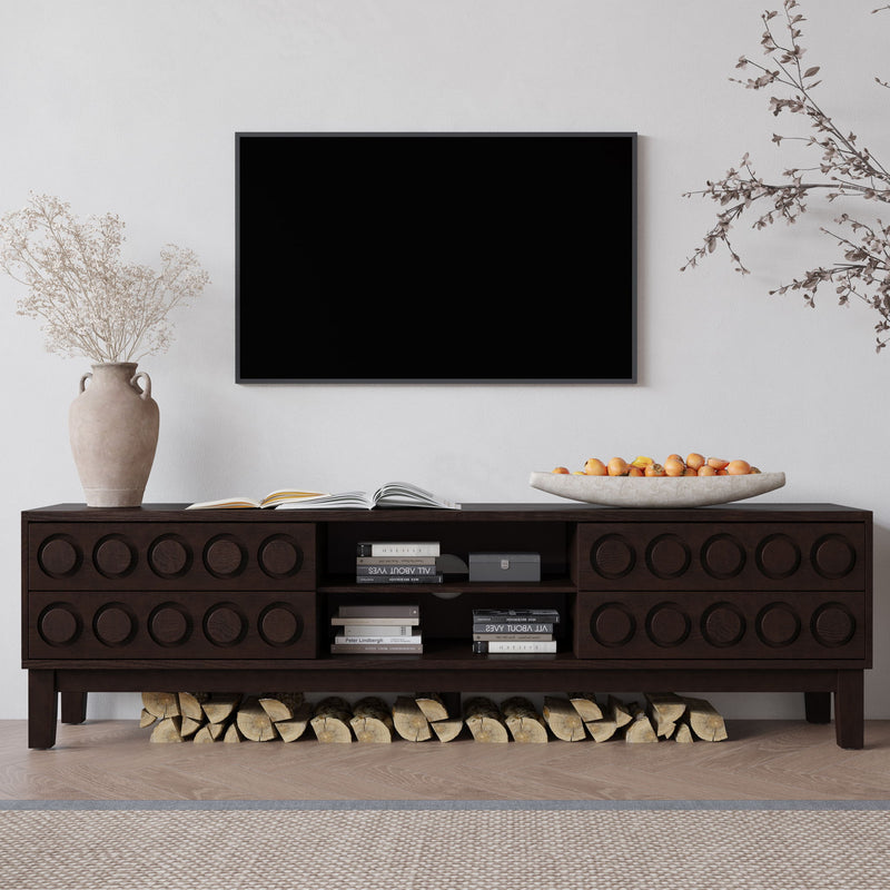Media Console With 4 Drawers And Cable Management