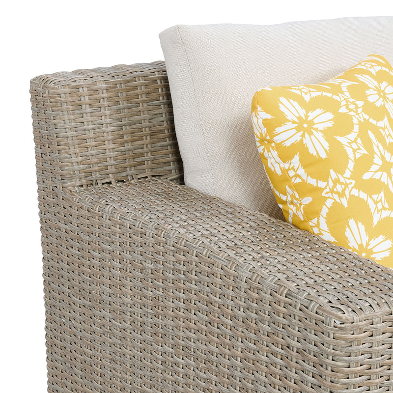 Ollie - Chair With 1 Yellow Pillow - Tan And Olefin White Cream