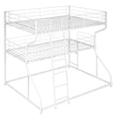 Full Long Over Twin Long Over Queen Size Triple Bunk Bed With Long And Short Ladder - White