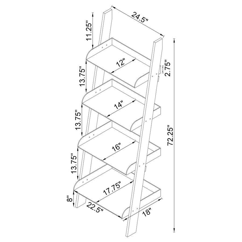 Amaturo - 4-Shelf Acrylic Ladder Bookshelf - Clear