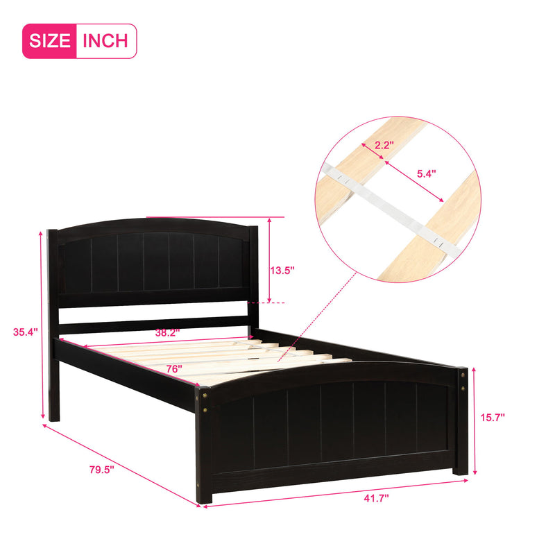 Platform Bed With Headboard, Footboard And Wood Slat Support - Wood