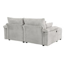 Double Chaise Lounge Set With Reversible Storage Ottomans, USB Port