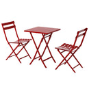 3 Piece Patio Bistro Set Of Foldable Square Table And Chairs