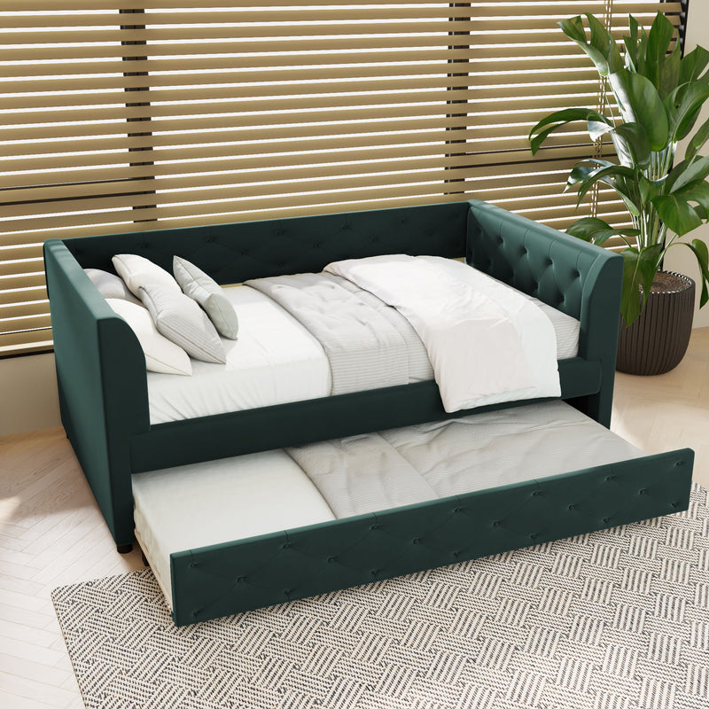 Upholstered Tufted Daybed With Trundle