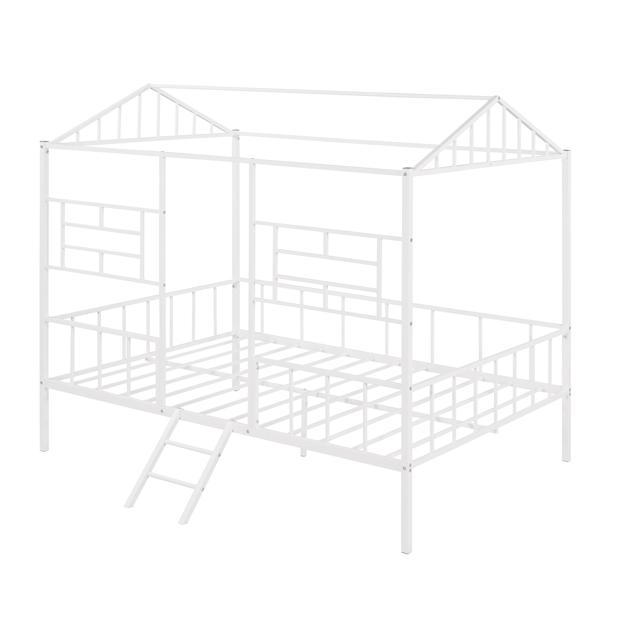 Metal House Bed Frame Full Size with Slatted Support No Box Spring Needed White - Atlantic Fine Furniture Melbourne FL