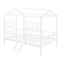 Metal House Bed Frame Full Size with Slatted Support No Box Spring Needed White