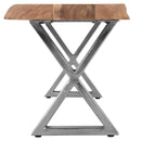 Farmhouse Design Acacia Wood Dining Bench With X Shaped Metal Legs - Brown / Chrome
