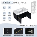 Modern Wall Mounted Bathroom Vanity With Thick Edge Resin Sink And Storage Rack