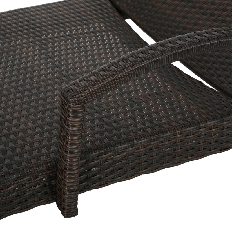 Salem - Contemporary Wicker Chaise Lounge With Arm, Weather Resistant