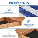 Kids Sandbox With Adjustable Cover, Sand Box With 2 Foldable Bench Seats, Outdoor Sandpit For Backyard Play - Light Brown