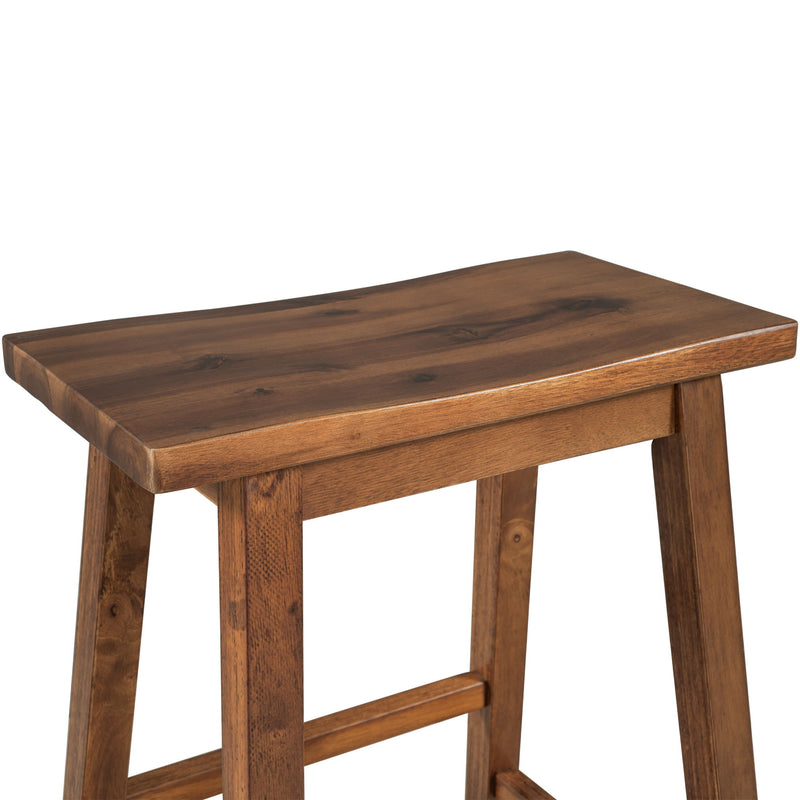 Rustic 3 Piece Stationary Kitchen Island Set With 2 Seatings, With 2 Open Shelves