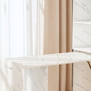 Stretchable Office Desk With Storage Shelves And Mobile Wheels, Foldable Design For Small Apartments - White Marble