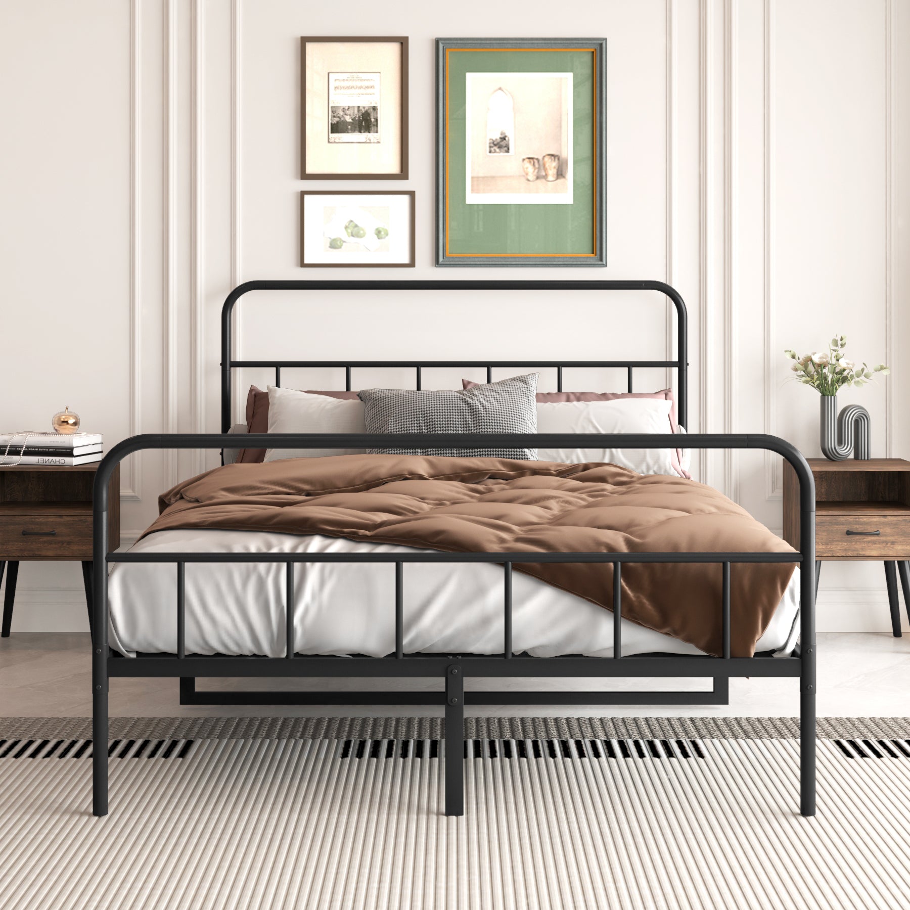 Metal Platform Bed frame with Headboard, Sturdy Metal Frame, No Box Spring Needed(Full)