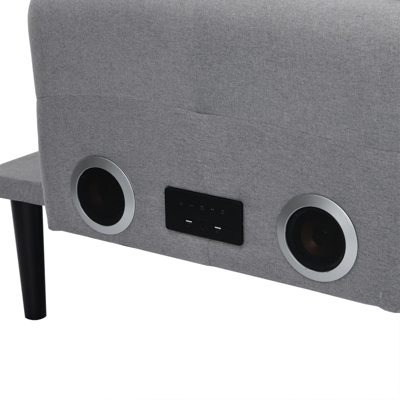 Modern Folding Ottoman Sofa Bed With Stereo System - Gray