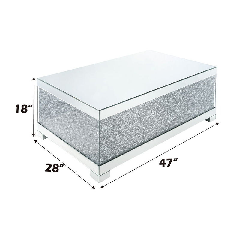 Mallika - Coffee Table - Mirrored & Faux Round Crystals