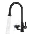 3 In 1 Kitchen Faucet With Press Type Glass Rinser, High Arc Pull Down Sprayer