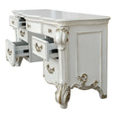 Vendome - Vanity Desk - Beige Synthetic Leather & Antique Pearl