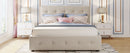 Upholstered Platform Bed With Classic Headboard And Drawers, No Box Spring Needed