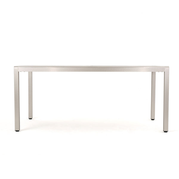 Outdoor Aluminum Dining Table With Tempered Glass Top - Gray