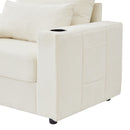 Modern Style Armchair Chaise Lounge Sofa Couch With Movable Storage Ottoman, USB Ports, Cup Holders, Phone Holder, Side Pockets