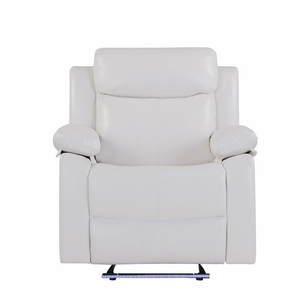 Blanche - Glider Recliner With LED Light In, Medium Firm Seating, Pillow Top Arms - White