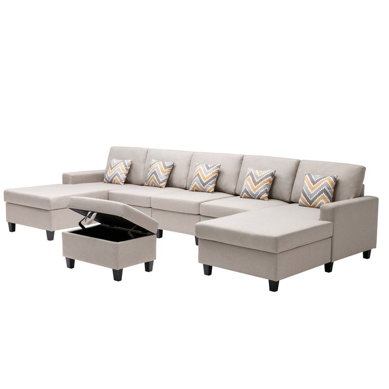 Nolan - Fabric 6 Piece Sectional Sofa With Pillows And Interchangeable Legs