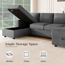 Convertible Sectional Sofa With Storage Chaise Lounges And USB Ports