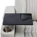 270° Power Swivel Recliner Home Theater Chair With Hidden Arm Storage, LED Light, Cup Holder, And Tray Table