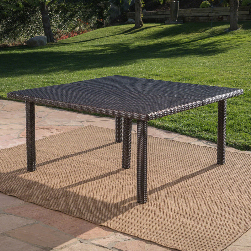 Outdoor Square Rattan Wicker Dining Table - Brown