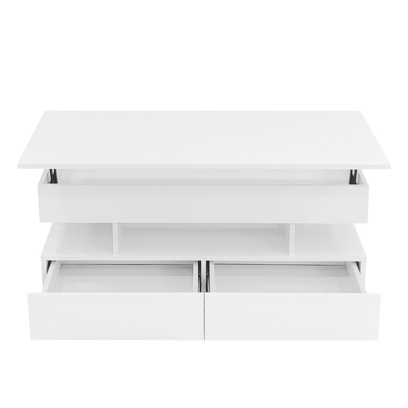 Multi Functional Lift Top Coffee Table With 2 Drawers