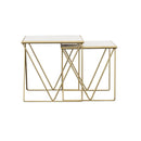 Bette - 2 Piece Marble Top Nesting Table Set - White And Gold