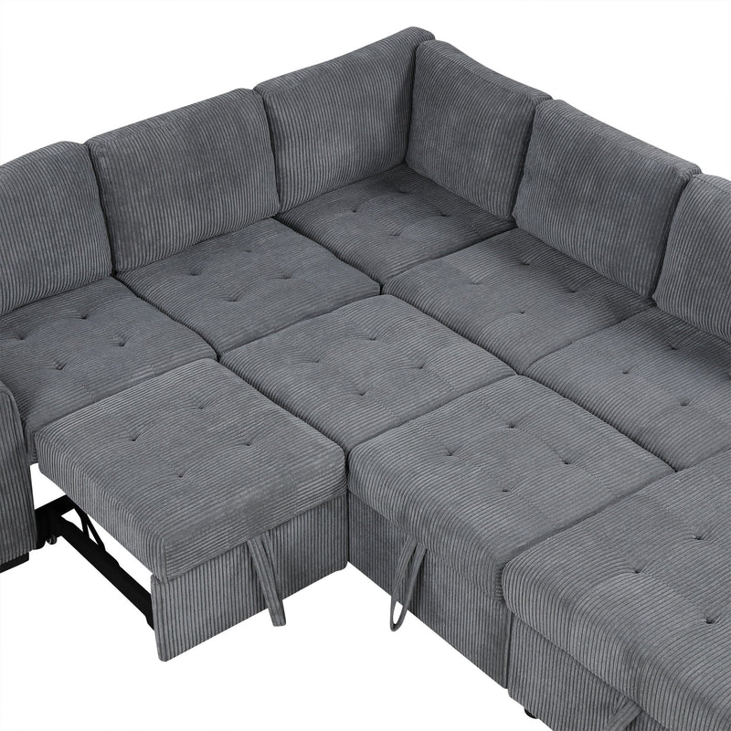 U-Shaped Sofa Sectional Sofa Pull-Out Sofa Bed With A Storage Chaise Lounge, Charging Devices For Living Room