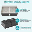 Topmount Drop In Kitchen Sink, Double Bowl Stainless Steel - Brushed Nickel