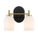 Vortex - 2 Lights Vanity In Traditional Style For Over Bathroom Mirror Wall Sconce - Black / Gold / White