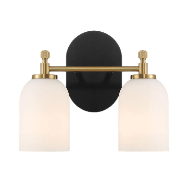 Vortex - 2 Lights Vanity In Traditional Style For Over Bathroom Mirror Wall Sconce - Black / Gold / White