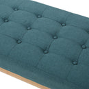 Vibratory - Button Tufted Upholstered Ottoman With Splayed Wooden Legs - Teal / Natural
