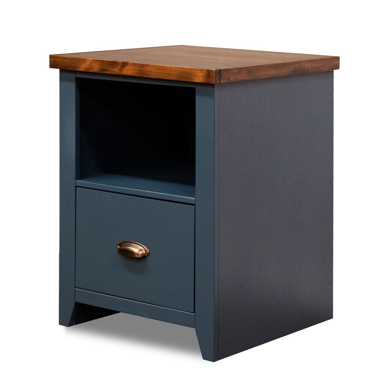 Bridgevine Home - Nantucket 22" 1-drawer file - Blue Denim and Whiskey Finish