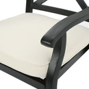 Outdoor Dining Chair Set With Water Resistant Cushions - Black / Ivory