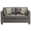 Laurissa - Loveseat With 4 Pillows - Light Charcoal Linen