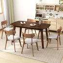 7 Piece Mid - Century Dining Set With Upholstered Dining Chairs, Dining Table