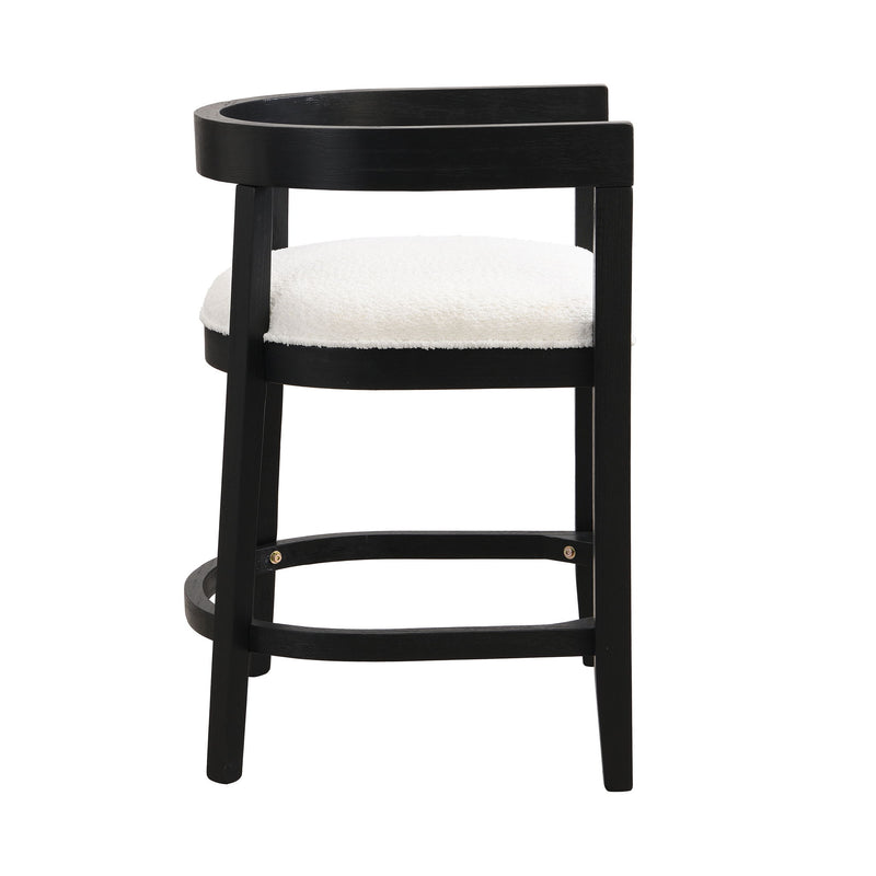 Modern Rubberwood Counter Stool Set With Upholstered Seats