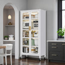 6 Tier Storage Cabinet With Transparent Door, Adjustable Shelves & Wheels
