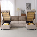 Sectional Sofa Bed With Pull Out Sleeper, USB Ports, Cup Holders